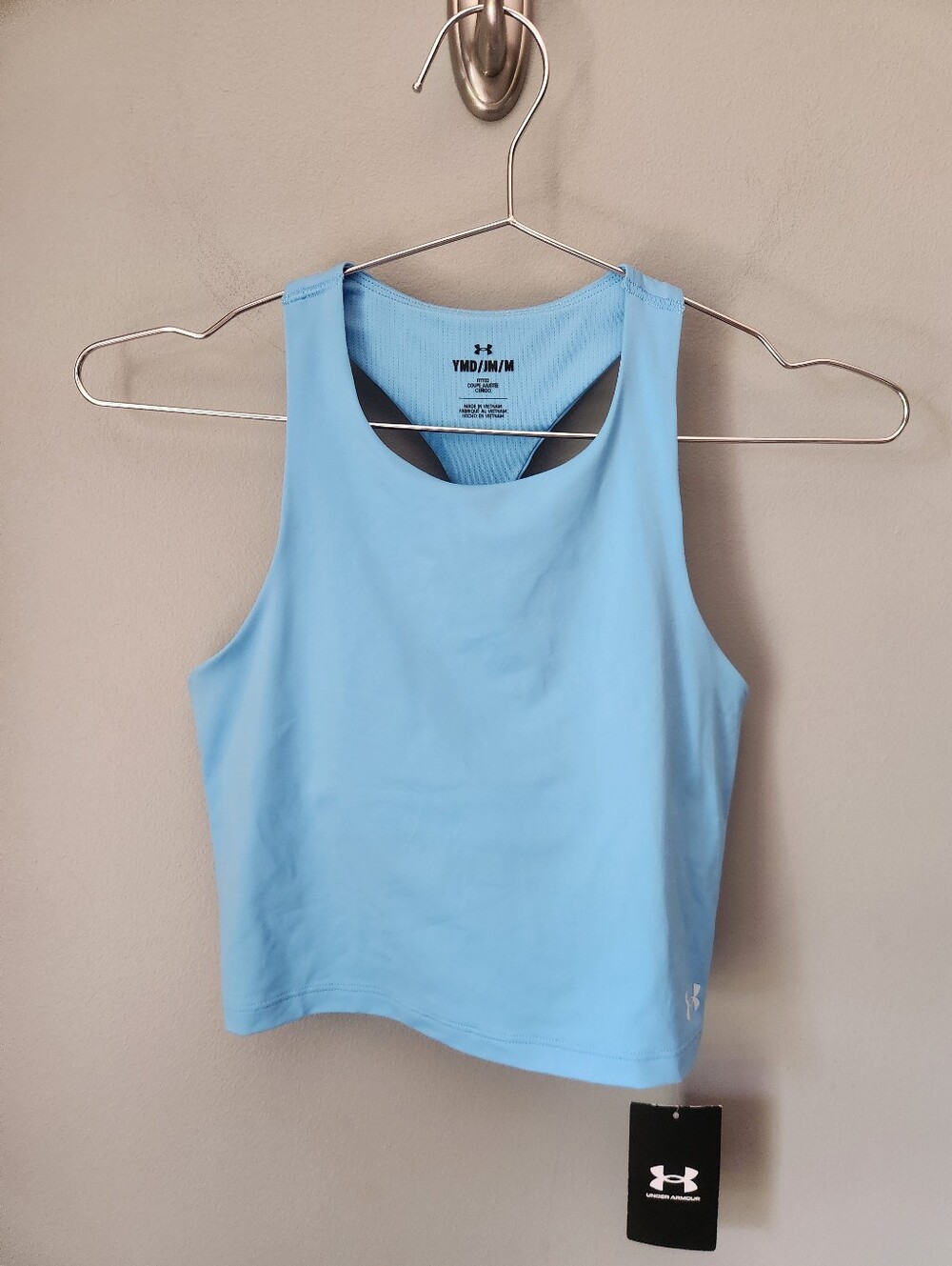 Under Armour Motion Crop Tank Racerback Blue Youth Girl Size Medium NWT